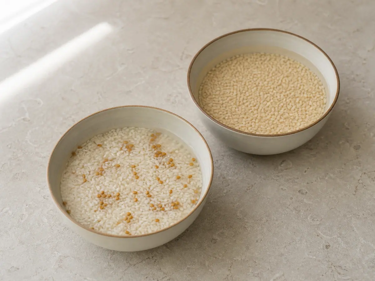 Rinse and soak the rice and dal