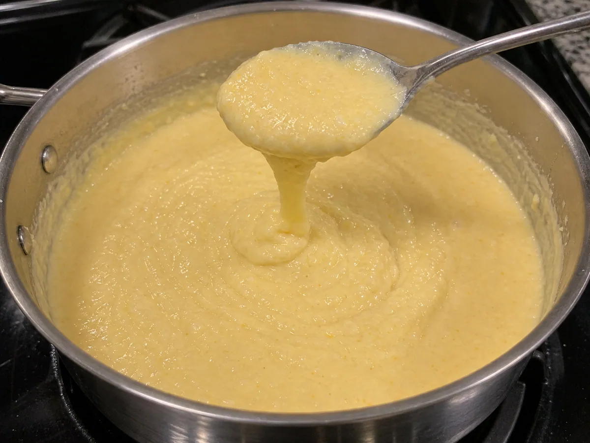 Finish the cheddar grits during preparation