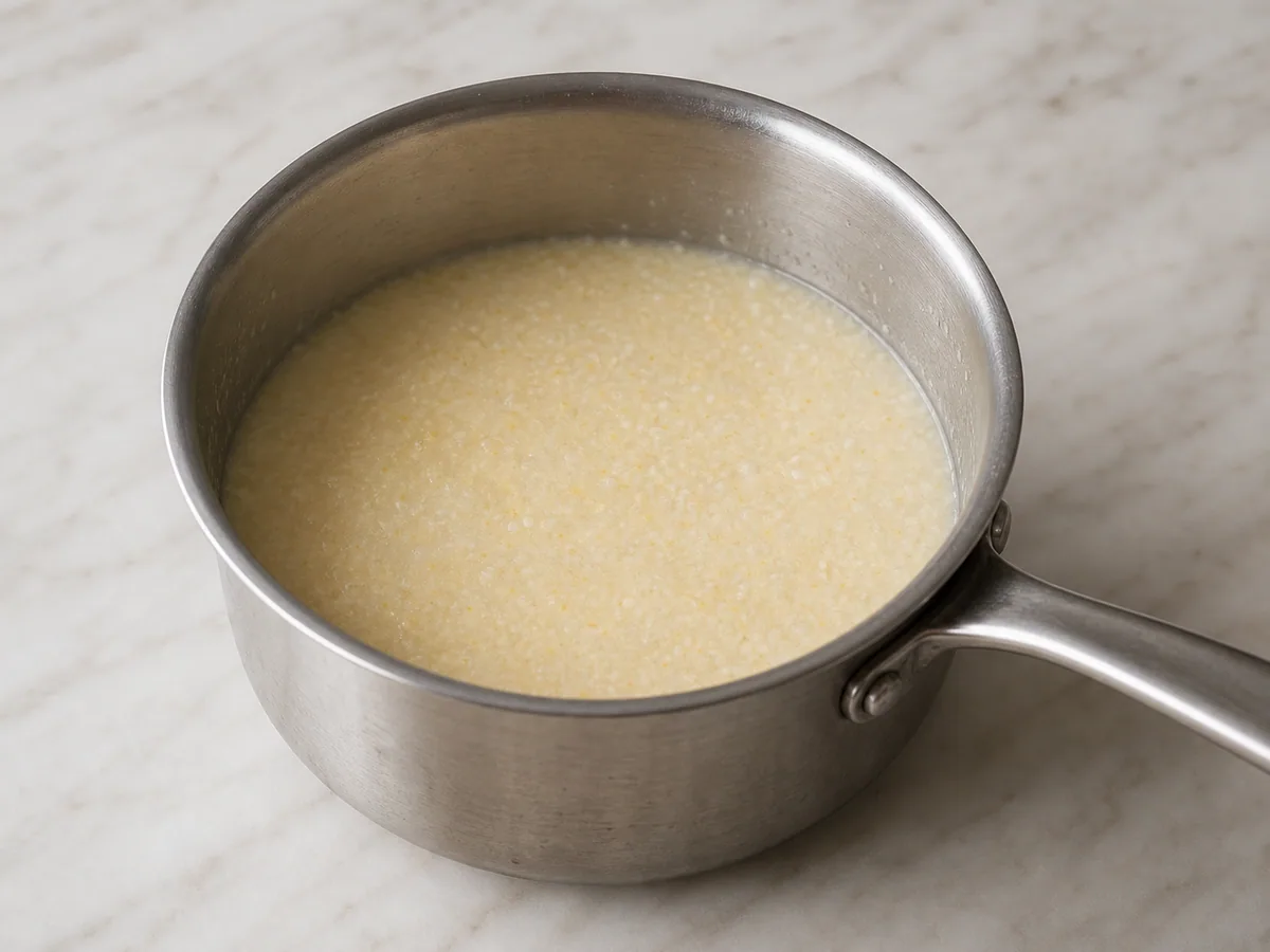 Grits simples y tiernos que dejan un surco suave antes de añadir el queso