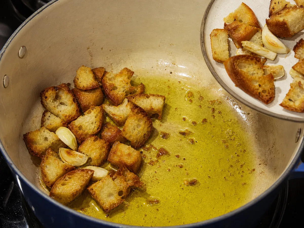 Toast the bread and garlic during preparation