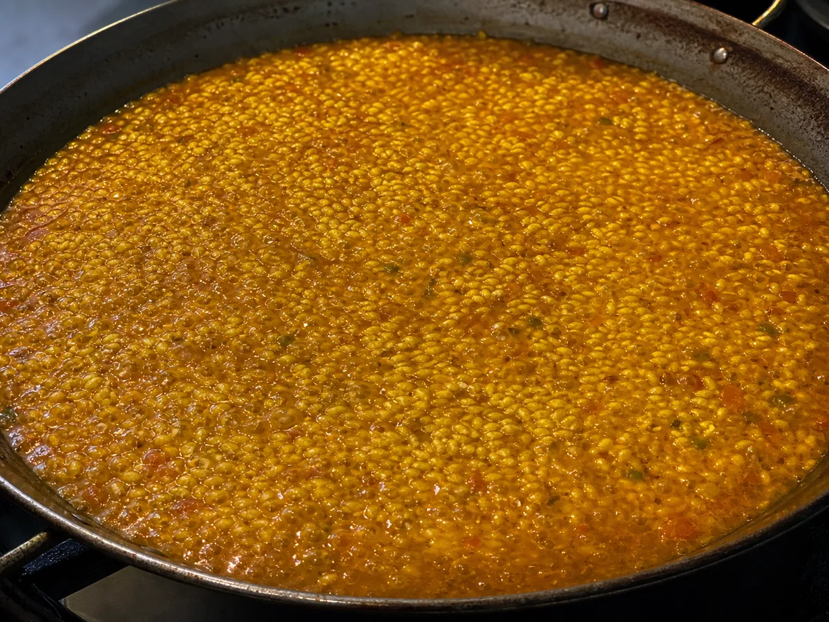 Empieza el arroz durante la preparación