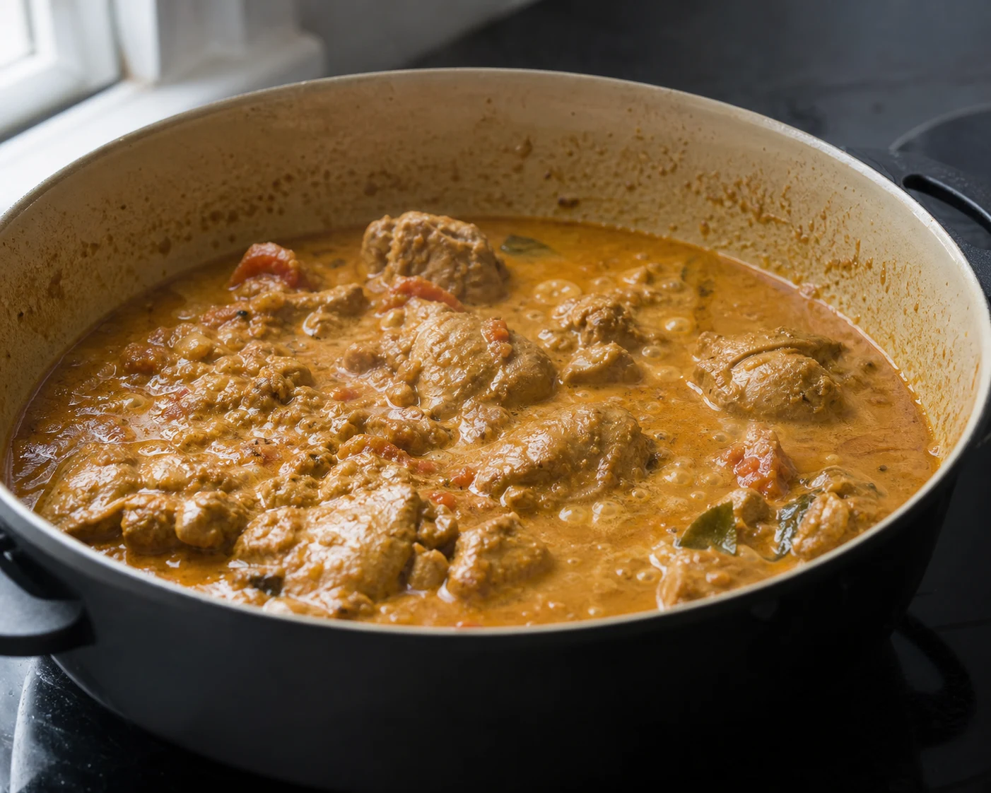 Curry escuro e espesso de frango totalmente cozido para lamprais cingalês
