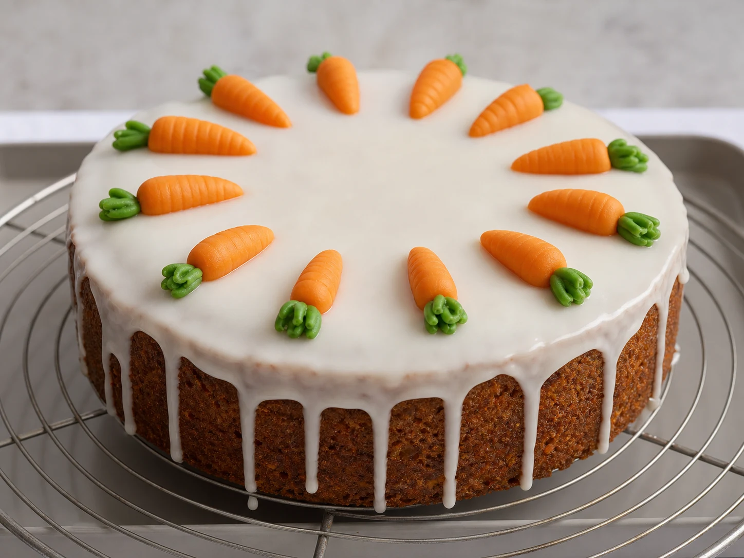 Bolo suíço de cenoura coberto com glacê fresco de limão antes da decoração