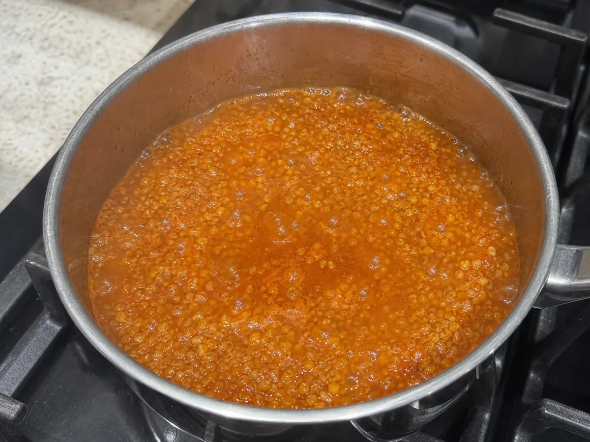 Coat the bulgur and add water during preparation