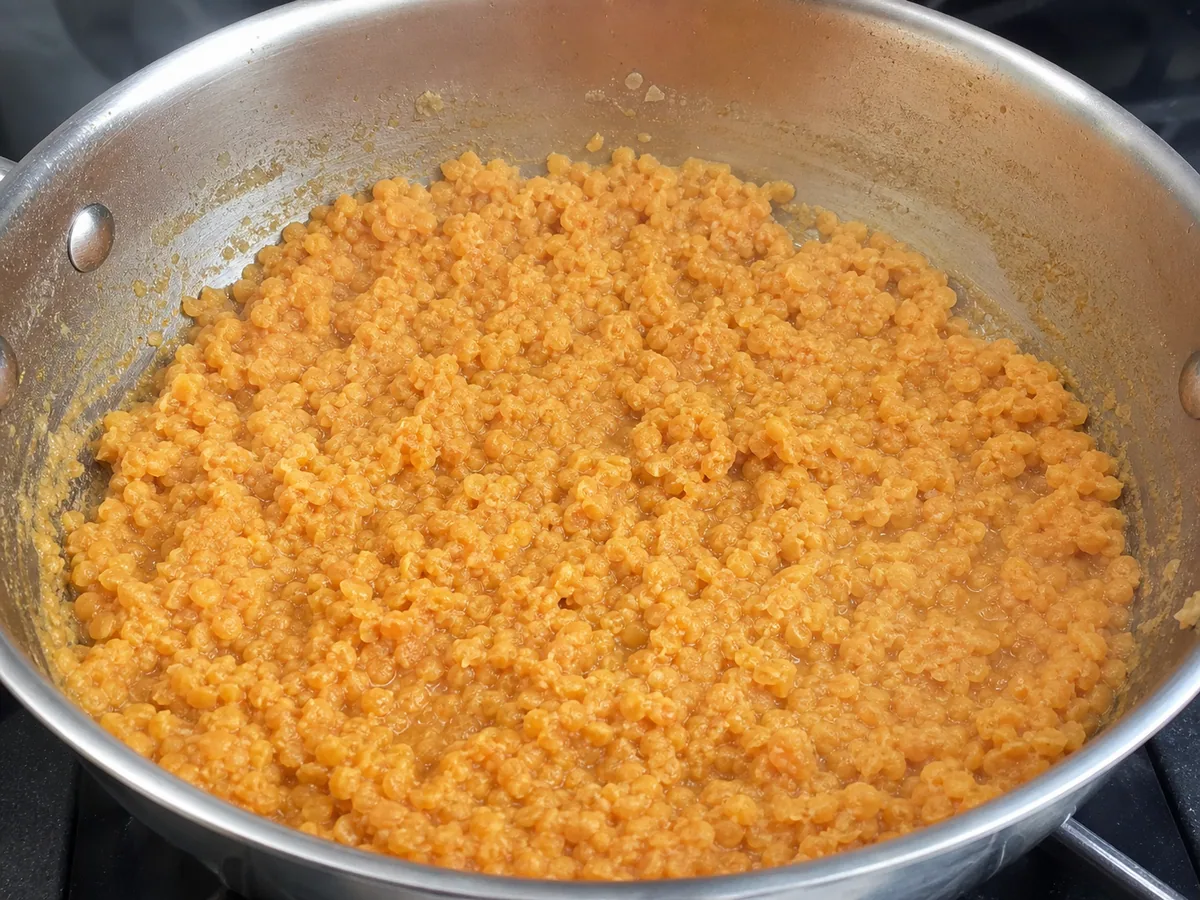 Cook the lentils during preparation