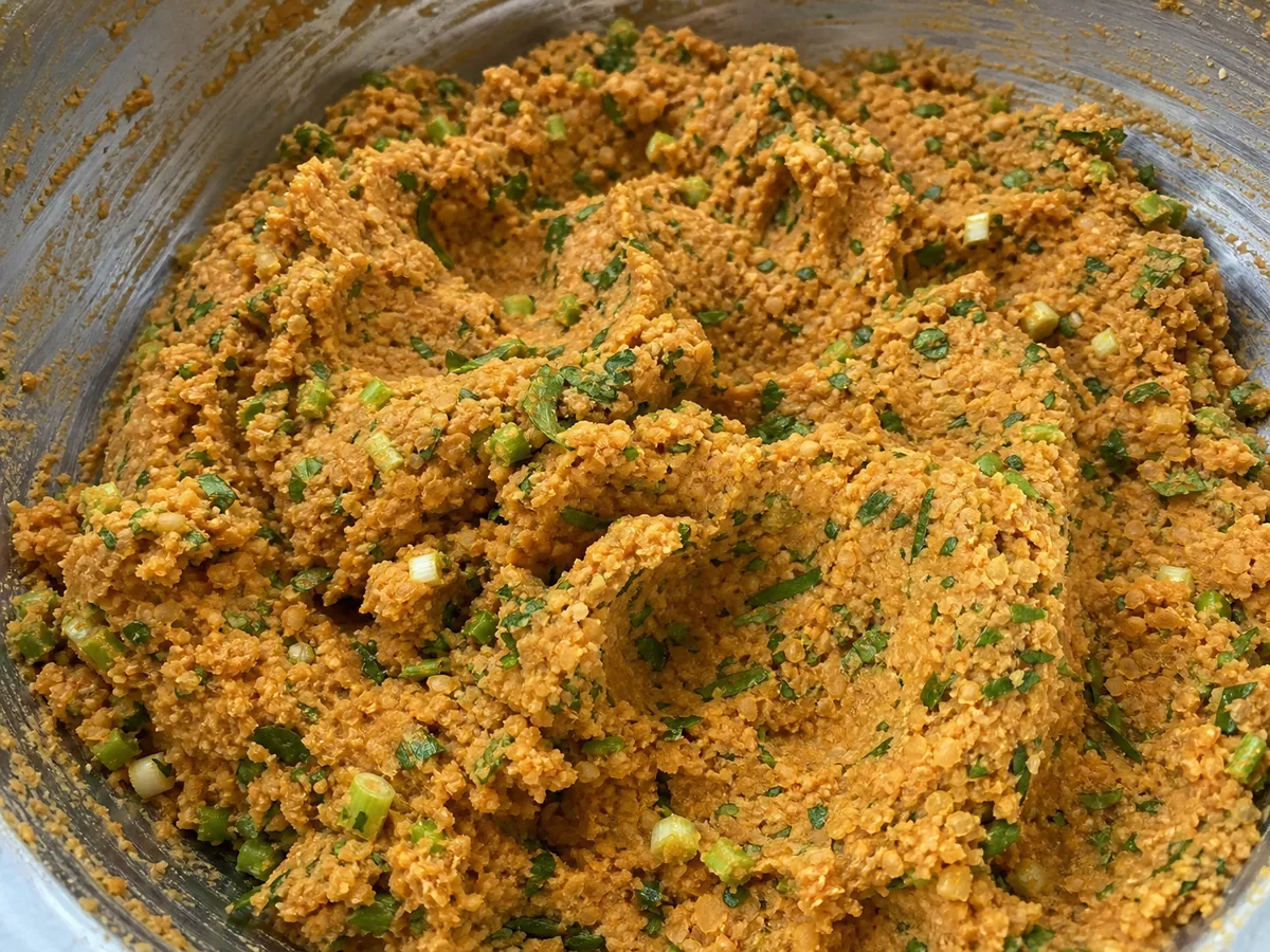 Add the herbs and knead during preparation