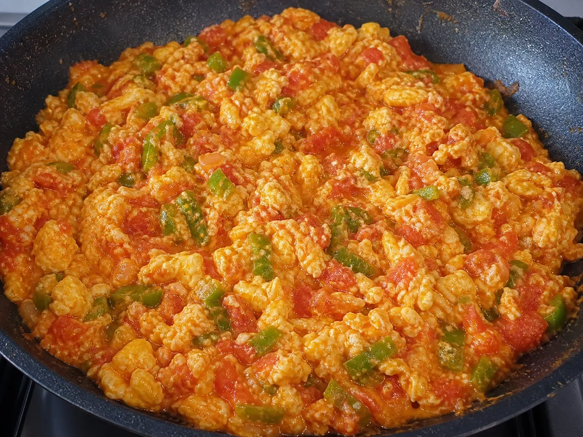 Incorpore e cozinhe os ovos durante o preparo