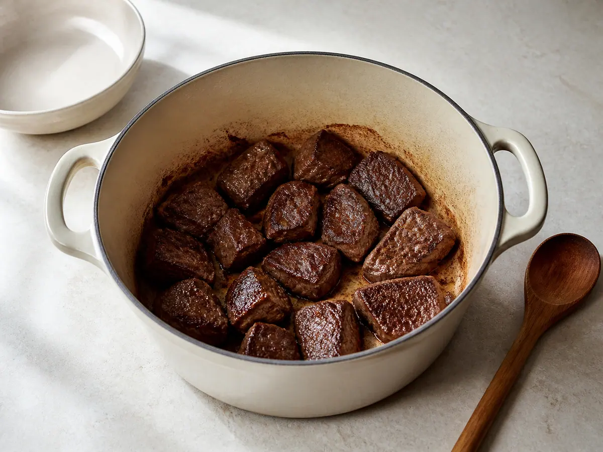 Brown the beef in batches