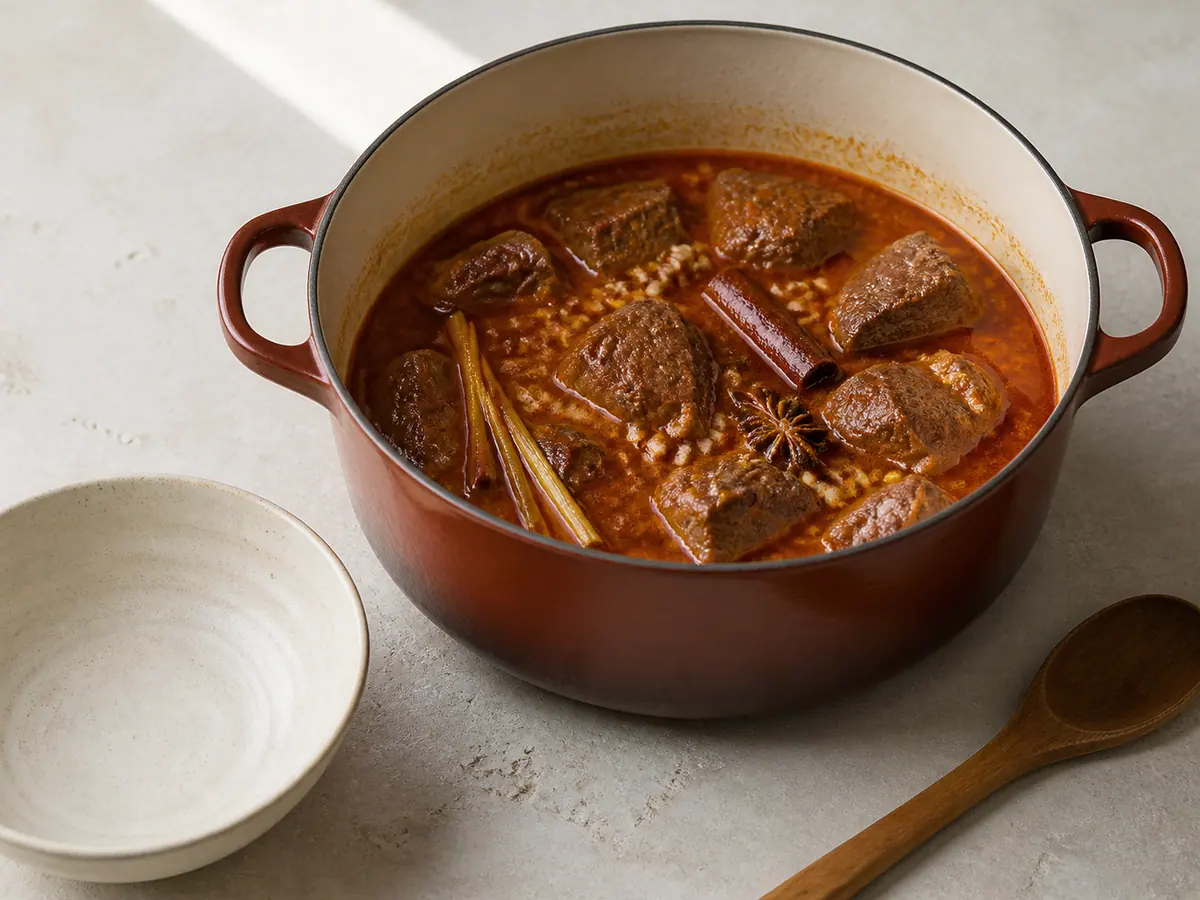 Build the aromatic braising liquid