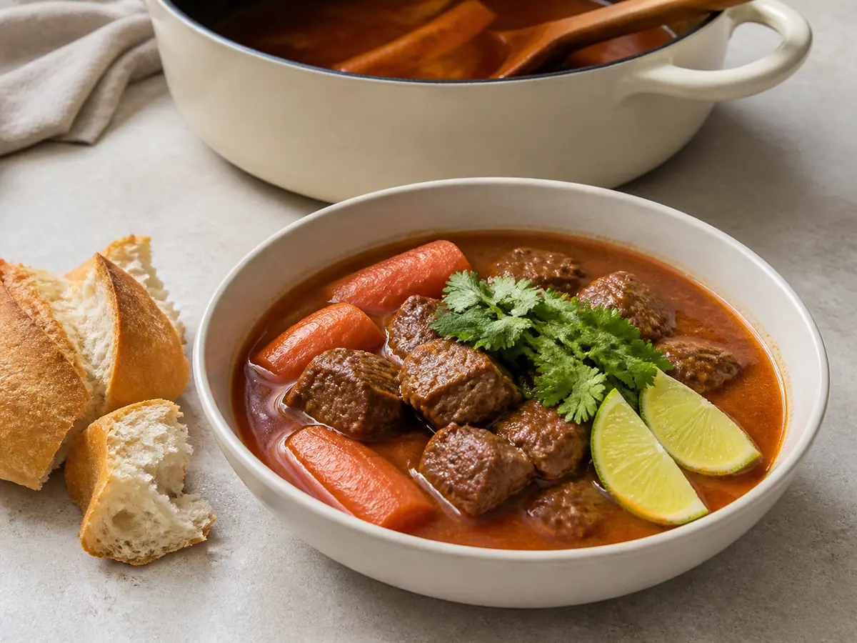Finish the broth and serve with bread