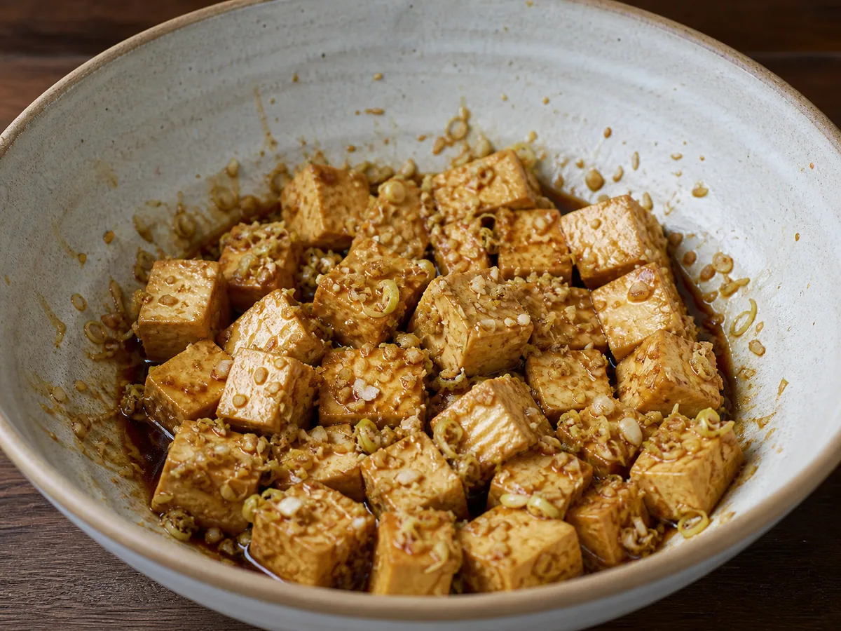 Press and season the tofu during preparation