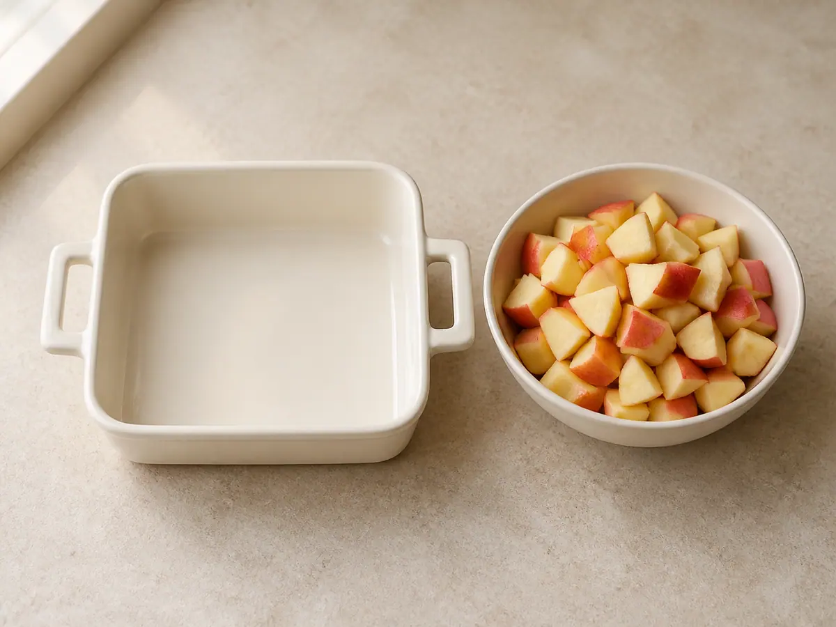 Heat the oven and prepare the apples